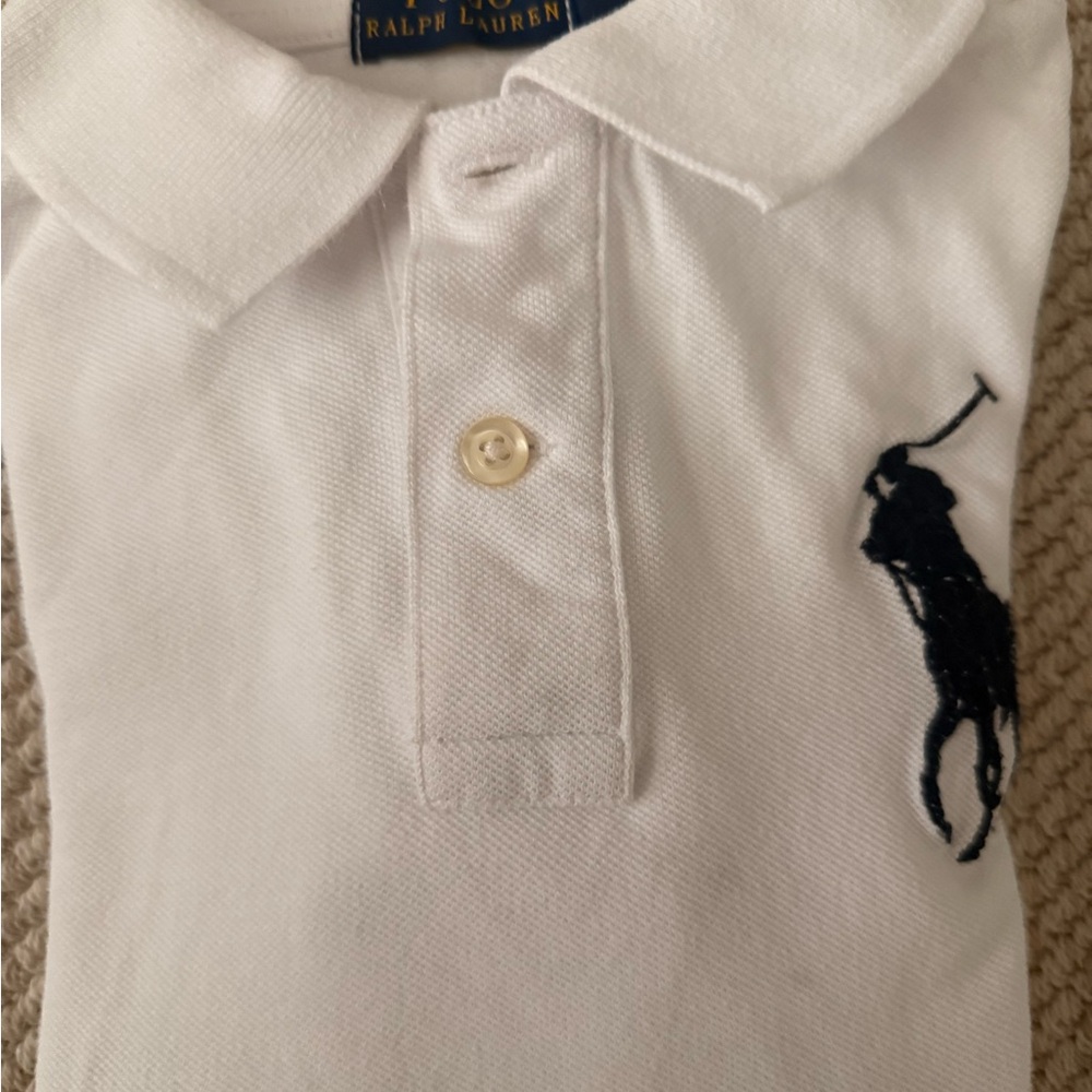 Ralph Lauren White Polo Shirt with Navy Logo